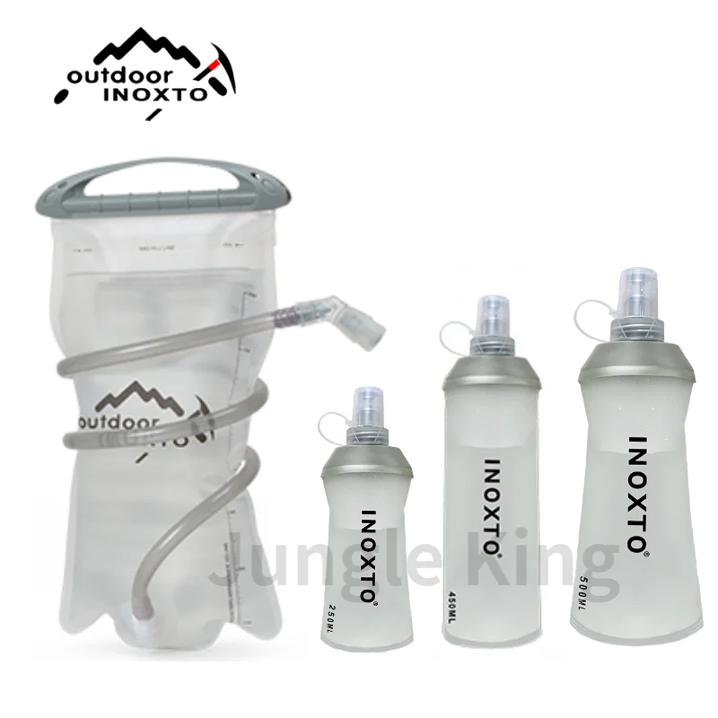 INOXTO-botella de agua de 450ml para deportes al aire libre, botella de agua suave multifuncional para correr, PEVA, ciclismo de montaña