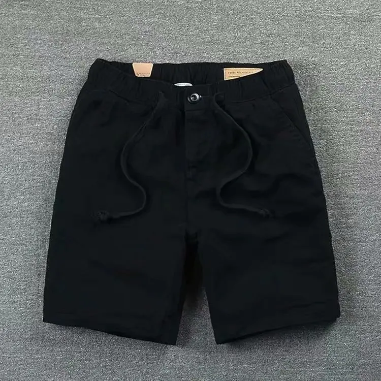 Short de plage rétro américain pour hommes, mode hip hop en plein air, taille élastique, fermeture éclair, minimaliste, décontracté, rue haute, été, nouveau, 2024