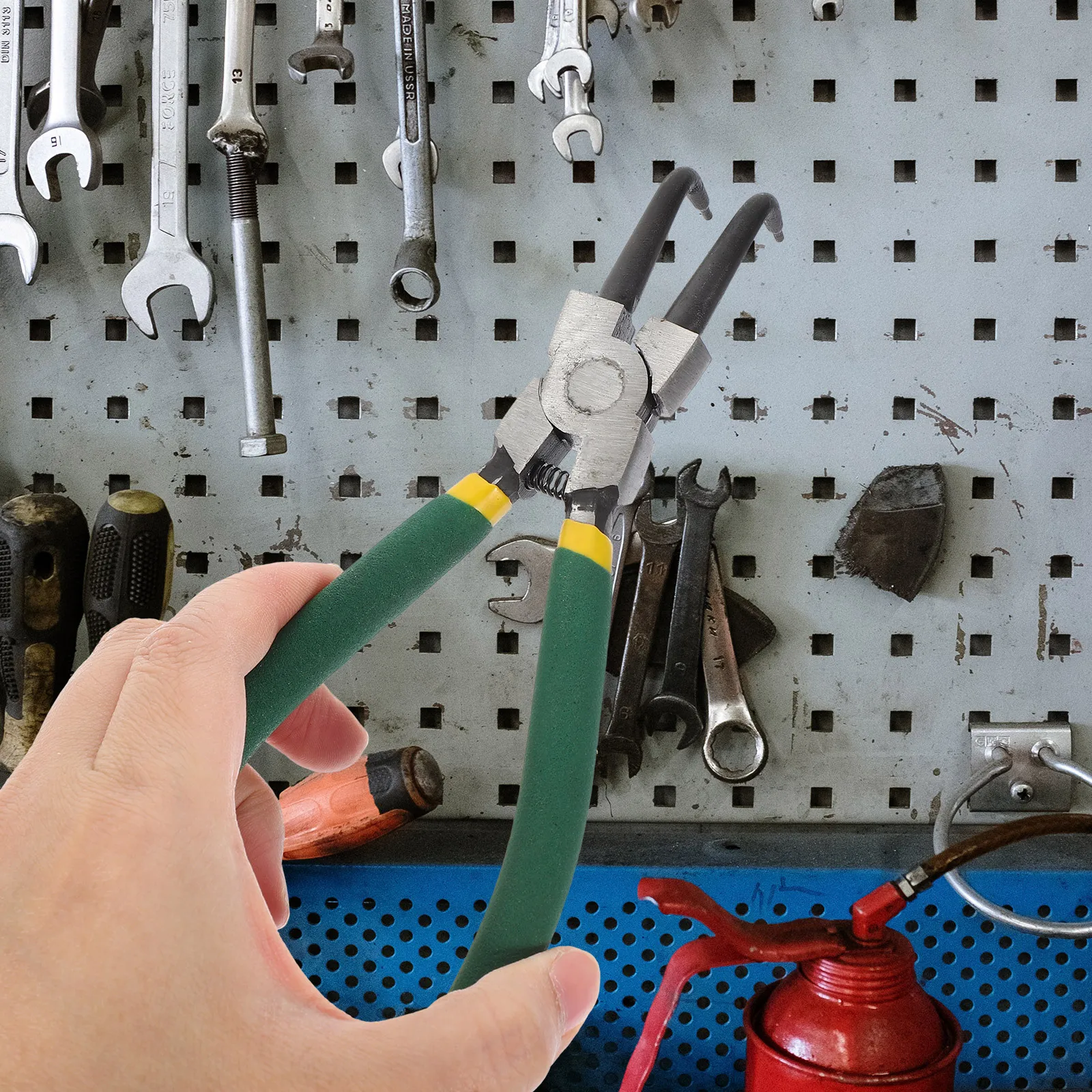 

1 Set 7-Inch Circlip Pliers Kit Heavy Duty Snap Ring Pliers For Internal External Retaining Rings Spring Loaded Bent Straight