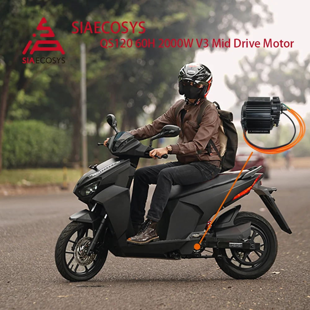 

QS Motor QS120 60H 2000W V3 72V Mid Drive Motor with 1:2.35 Gearbox for Electric Motorcycle