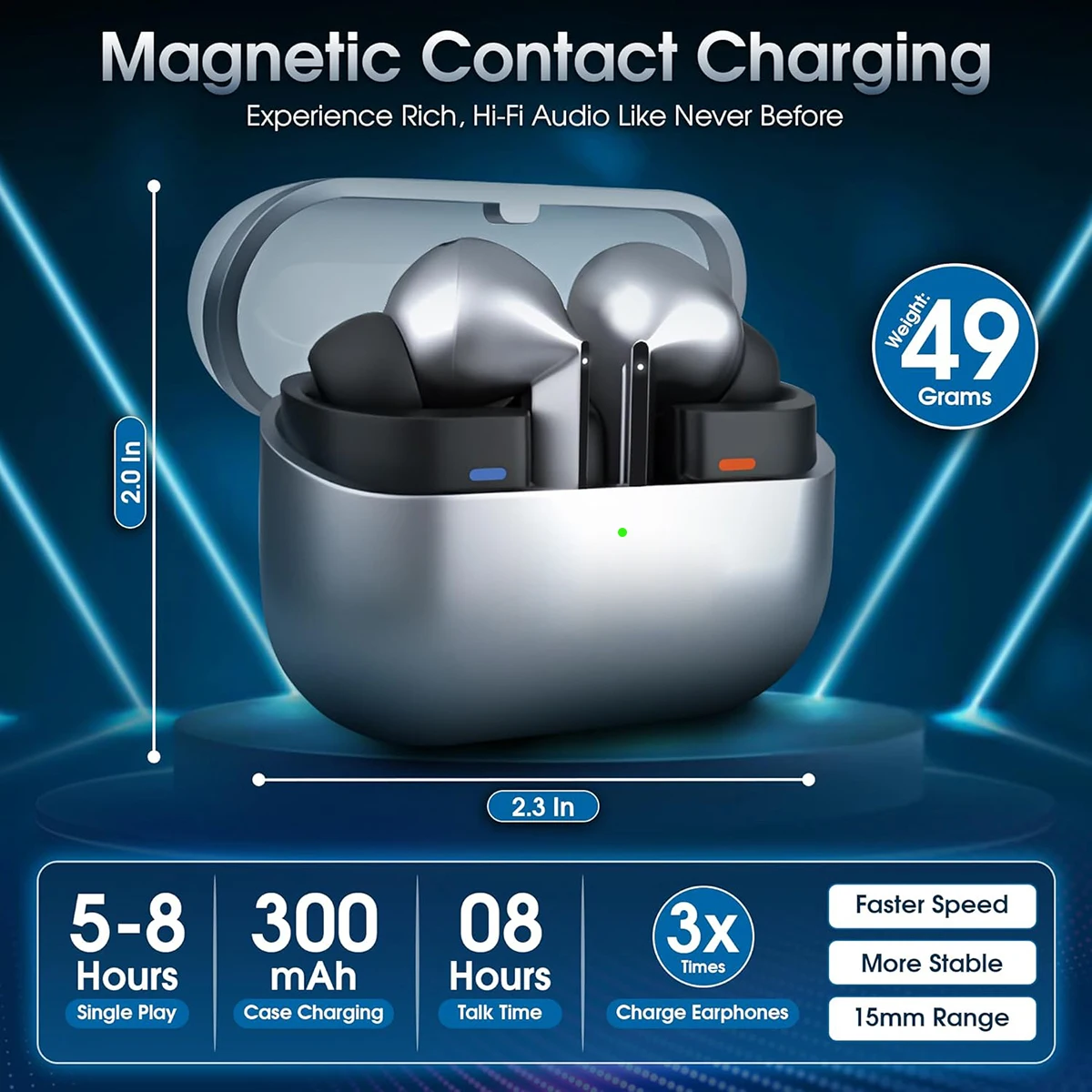 

Беспроводные наушники TWS Bluetooth 5.3 HiFi стерео с микрофоном и шумоподавлением, спортивные внутриканальные наушники 3D стерео для офиса и спорта