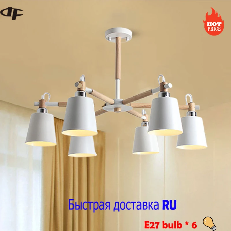 

Modern Living Room Ceiling Chandelier Bedroom Kitchen Pendant Lamp E27 Bulb Lighting Wood Plus Iron Apartmen Room Pendant Light