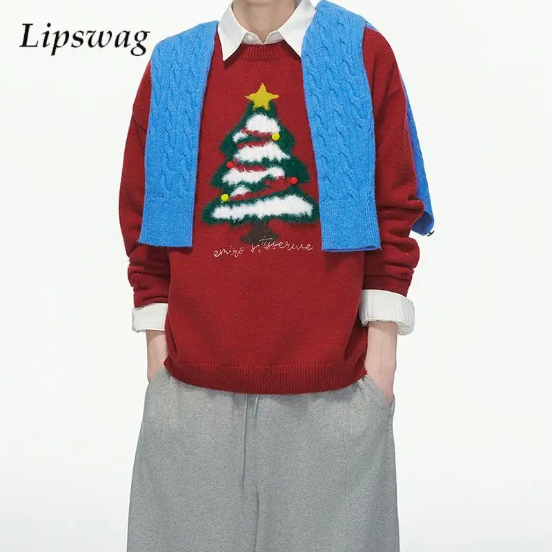

Christmas Style Mens Sweaters Knitting Long Sleeve O Neck Pullover Tops 2025 Fall Winter New Casual Men Knitted Sweater