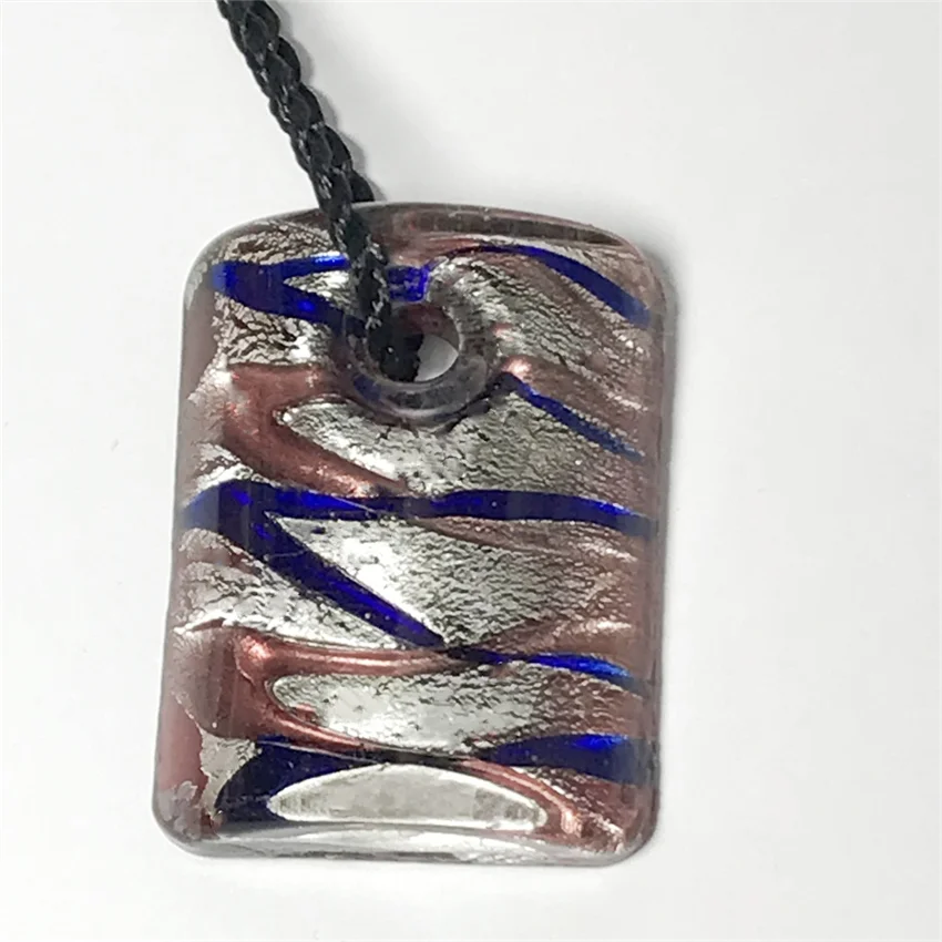 Handmade Murano Glass Pendant Fit Necklace Rectangle