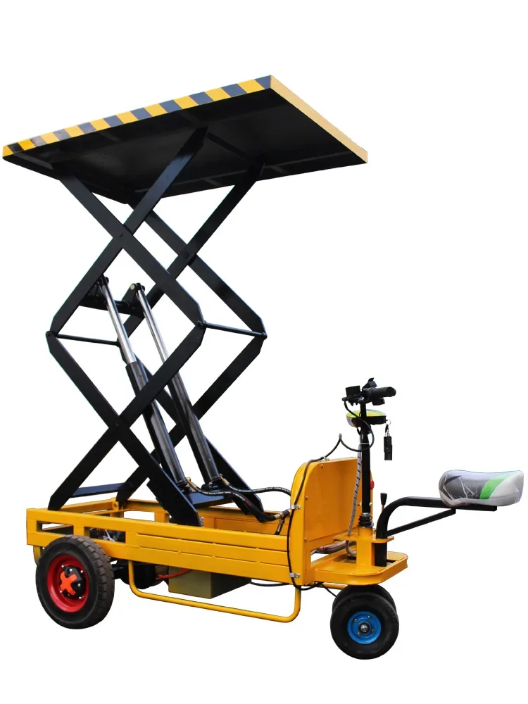 Hydraulic Lift Electric Flatbed Truck Platform Push Cargo Load King Pull Cargo Trailer Upside Down Donkey Three-wheel