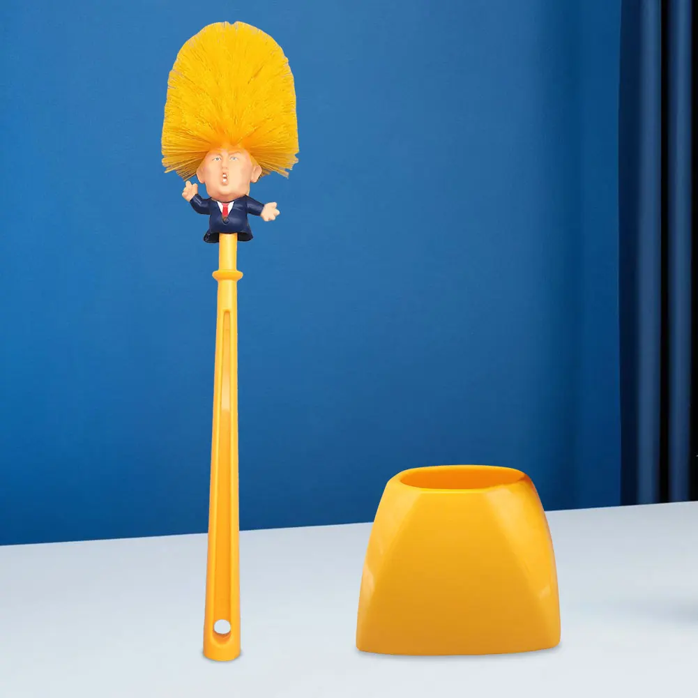 Donald Trump Toilet Brush with Holder Trump Bathroom Cleaning Brush Funny Toilet Bowl Brush Novelty Gifts for Bathroom Cleaning