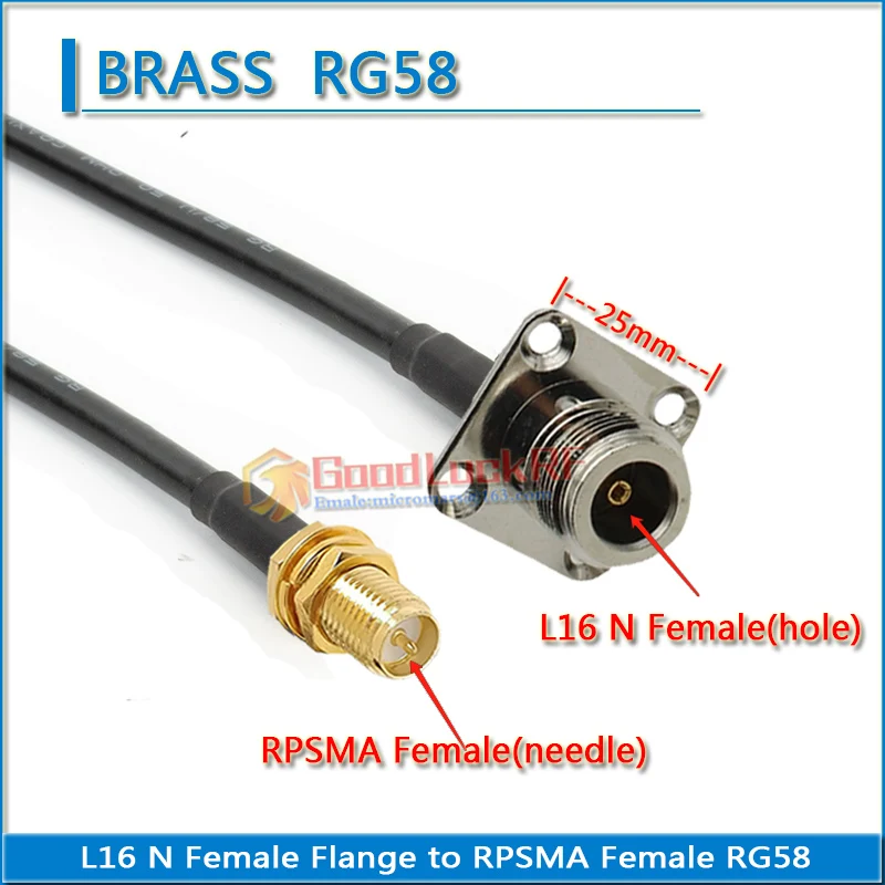 L16 N أنثى 4 حفرة شفة إلى SMA أنثى غسالة الجوز RPSMA ذكر إلى N شفة 25 مللي متر ضفيرة البلوز RG58 RG-58 3D-FB كابل الترددات اللاسلكية #2