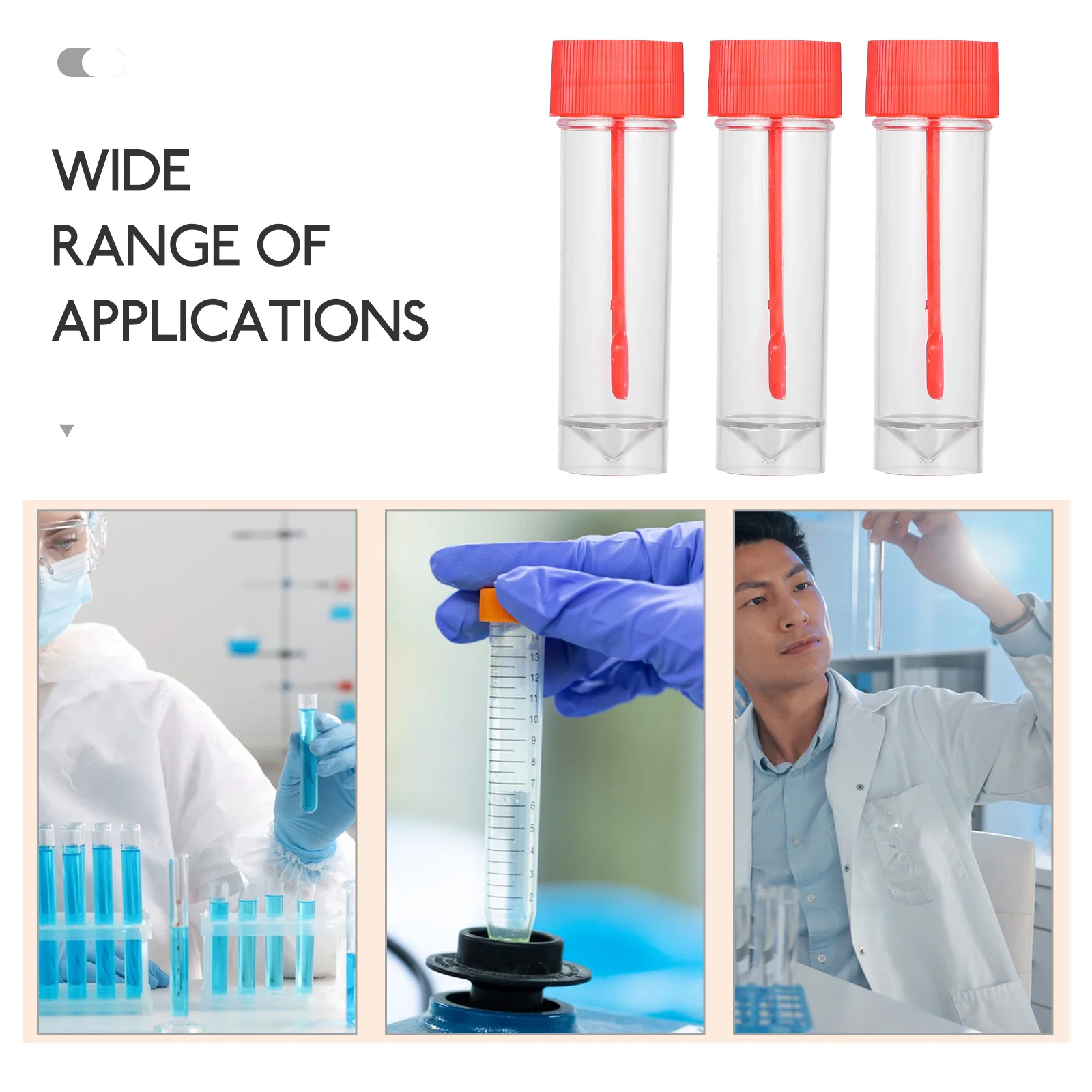 20pcs 30ml Stool Sampling Cups Hospital Laboratory Fecal Specimen Containers with Red Lids for Testing Collection Plastic