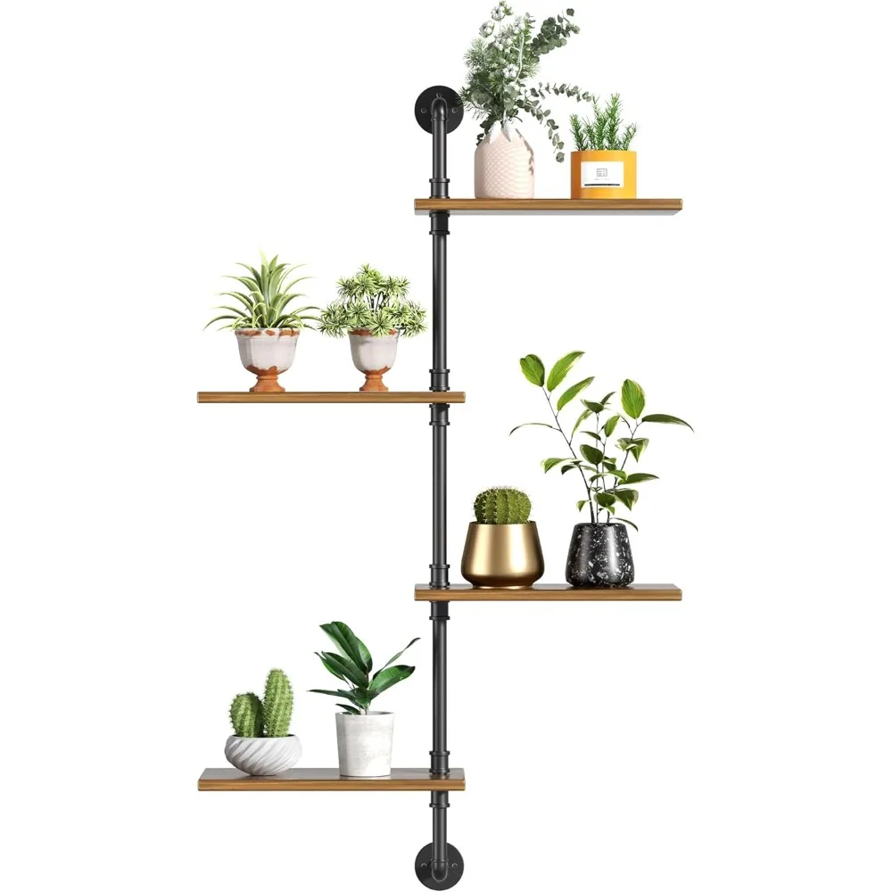 

Large Wooden Metal Floating Plant Rack, Window Plant Rack for Various Indoor Plants, 4-Layer