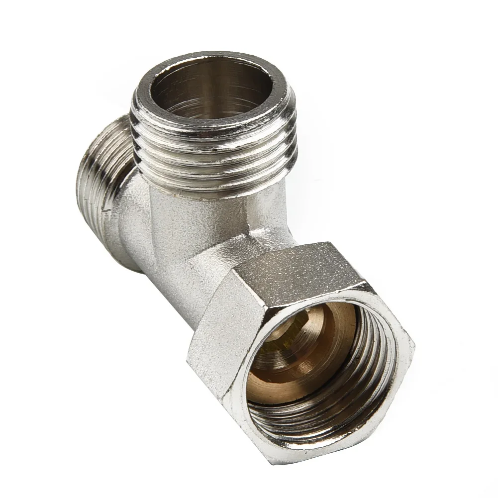 ~G1/2" T-Valve 304 Copper Toilet T Adapter ~4 Points Water Heater Connection ~Plating Three-way For Bath Bidet Sprayer Shower