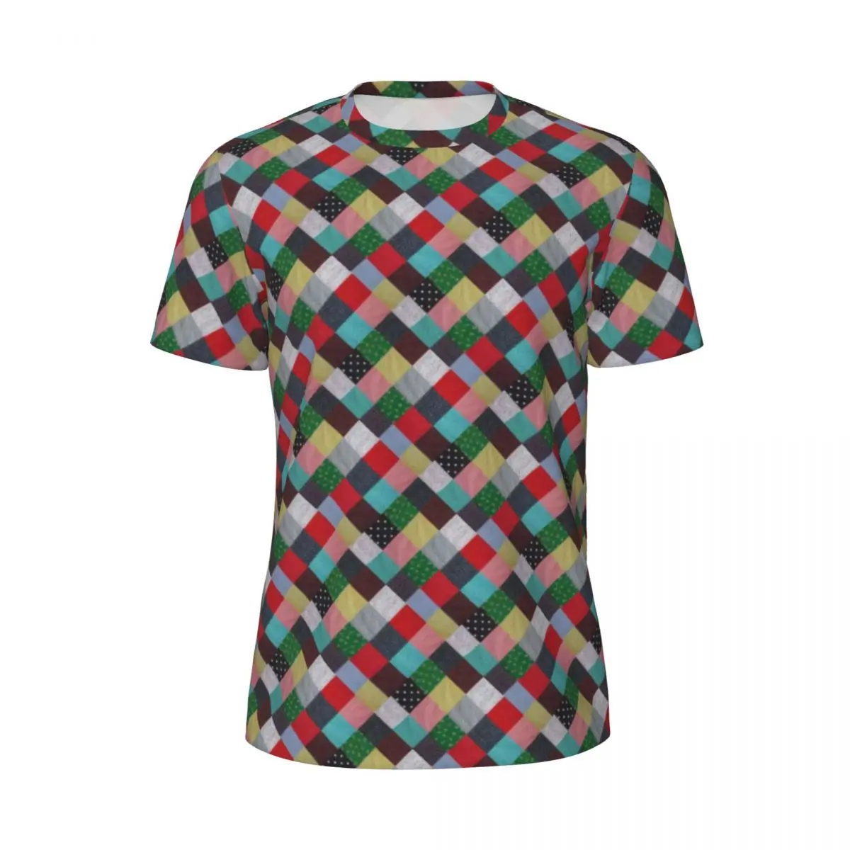 Fun Patchwork Squares Gym T-Shirt Colorful Vintage Popular T Shirts Men Vintage Tee Shirt Summer Short-Sleeve Custom Top Tees