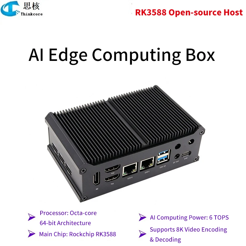 Rockchip RK3588 Single Board Computer Linux Development Board AI SBC Card Computer with 6TOPS NPU 8K Video for Edge Computing