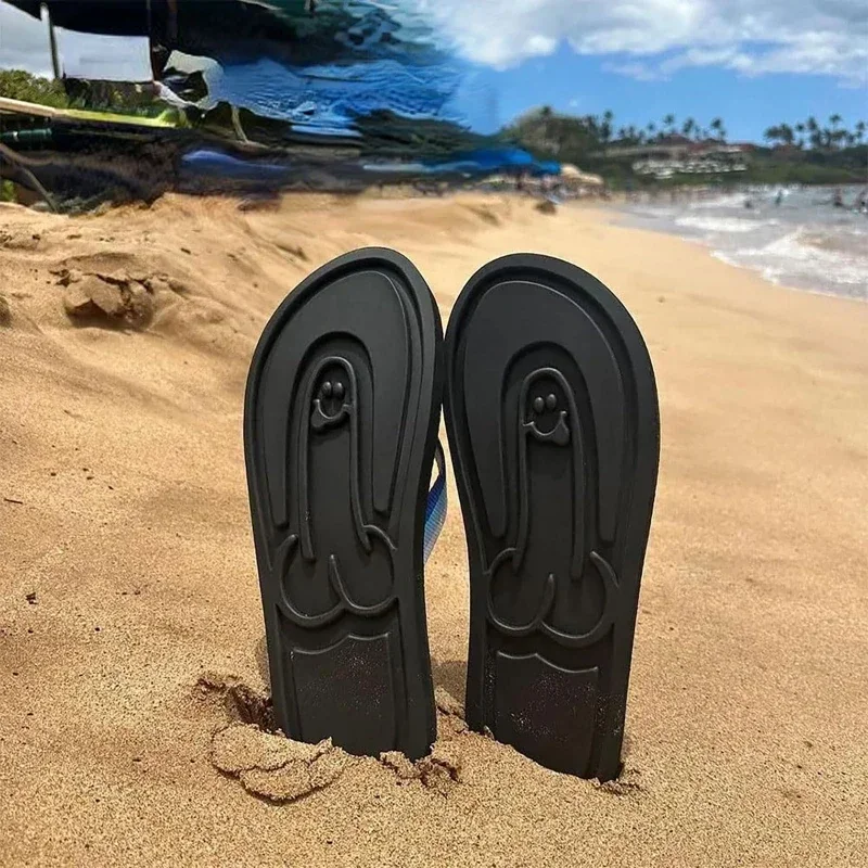 Adult Creative Quirky Dick Flops Slippers, Beach Flip Flops, Spread Hap Penis Hidden Penis Flops, Playful Quick Drying Slippers