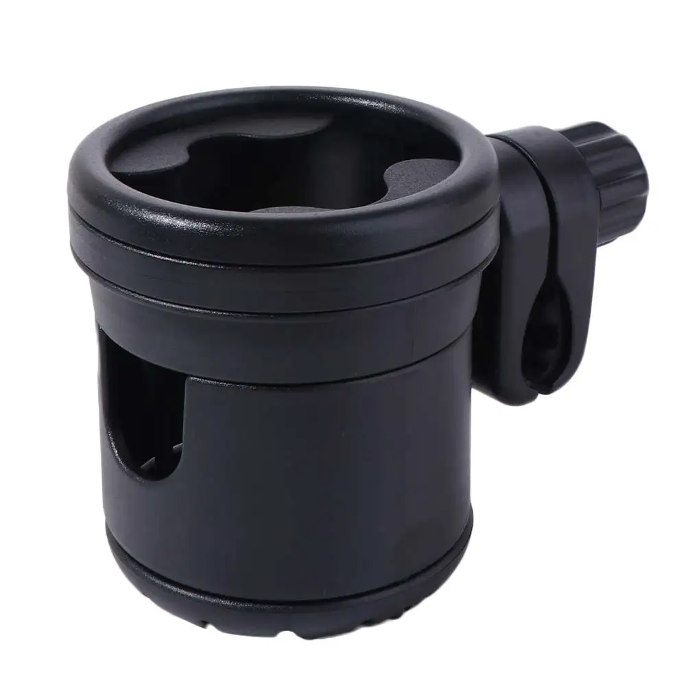 Portable Rotating 2 in 1 Stroller Cup Holder Non-slip Universal Mount Stroller Bottle Rack Black Trolley Drinks Holder Bicycle