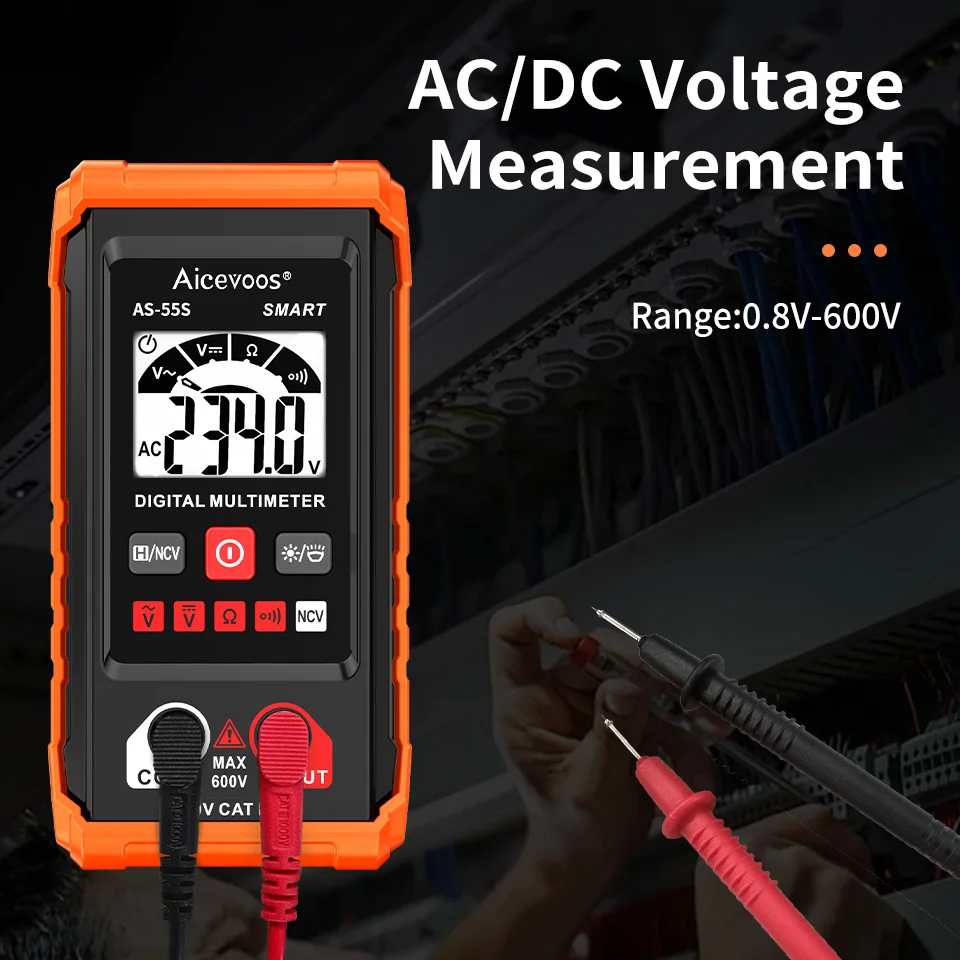 Aicevoos Multimeter Pintar Digital Otomatis, RMS Sejati, Rentang Otomatis, Penguji Tegangan AC DC, Multimetro Profesional Listrik, NCV