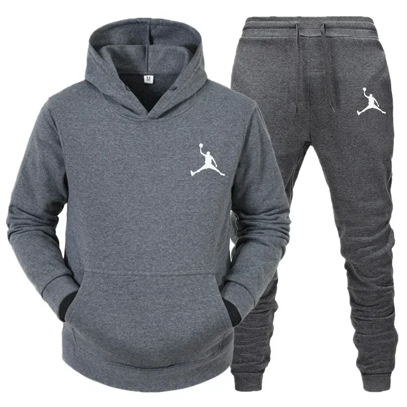 Tracksuit Sets Men\'s Casual Fleece Warm Hoodies Pants 2PCS Mens Long Sleeve Sport Suit Male Pullover Hoodies Sports Clothing