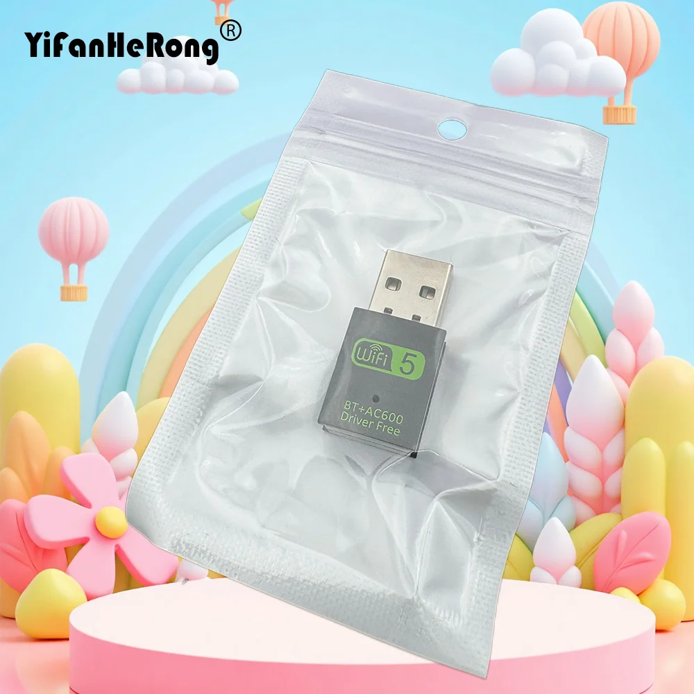 5G High-Speed 600M Dual-Band Wireless Network Card Drive Free Computer Receiver Usb Bluetooth-compatible 5.0 Wifi 2-In-1