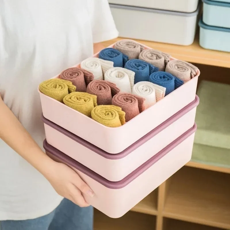 Plastic Multi Grids Underwear Bra Socks Storage Boxes Clothes Organizer Home Bedroom Closet Drawer Plastic Divider Organizer