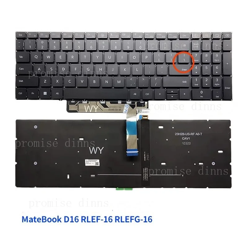 M   For Huawei MateBook D16 RLEF-16 RLEFG-16 laptop US keyboard backlit black