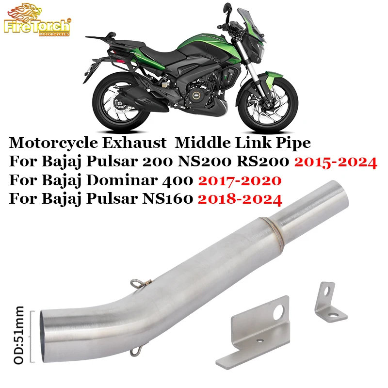 For Bajaj Pulsar 200 NS200 RS200 NS160 2015 - 2024 Motorcycle Exhaust Escape Middle Link Pipe For Bajaj Dominar 400 2017-2020 ﻿