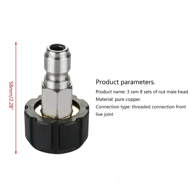 1set Universals Pressure Washer Quick Connect Adapter Set M22 Threaded Couplers to 1/4 Inch Quick Disconnects for Hoses Pumps