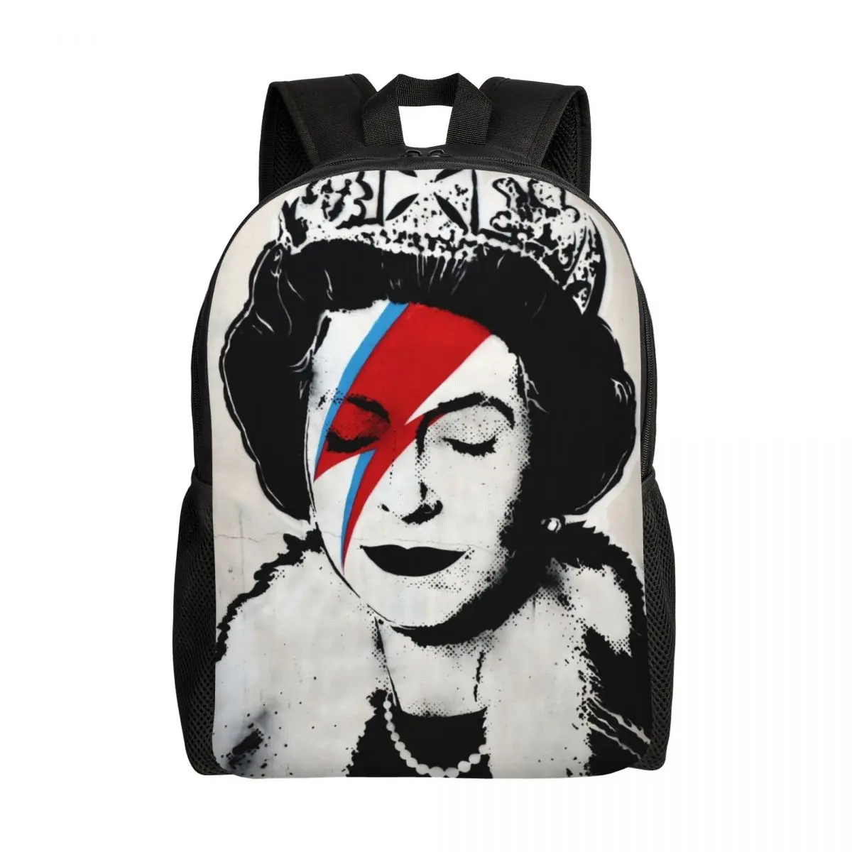 Banksy UK England Queen Elisabeth Rockband Face Makeup Laptop Backpack Fashion Bookbag for School College Students Bags