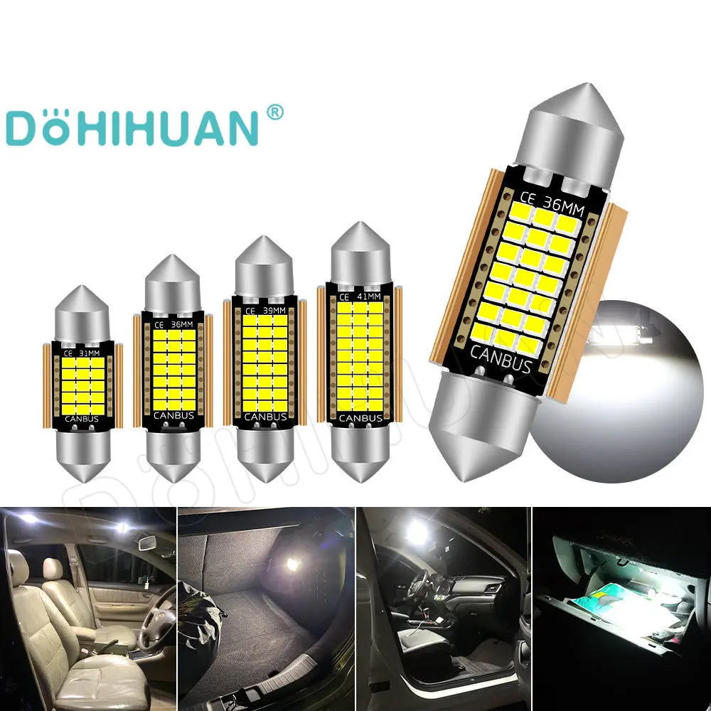 

DOHIHUAN 2PCS C5W Bulb C10W 31mm Festoon Led SV8.5 36mm 39mm 41mm Dome Door 3014 Trunk Signal Lamp Car Interior Reading Light