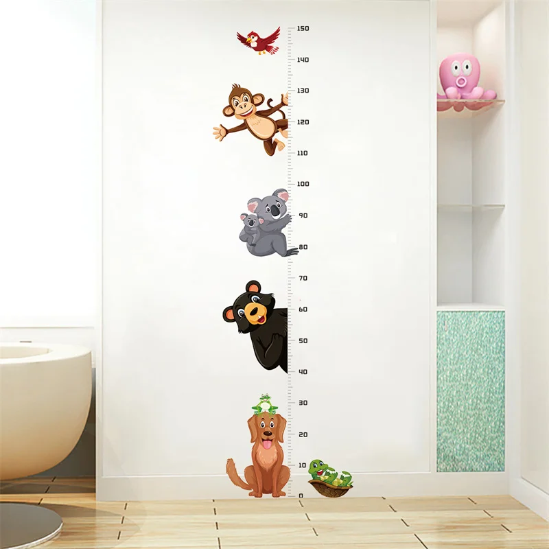 Cartoon Height Measure Wall Sticker For Kids Rooms Child Growth Ruler Stickers Gauge Growth Chart School Decals Nursery Bedroom