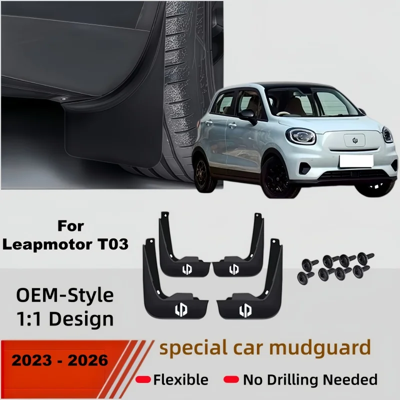 Car Styling For Leapmotor T03 2024 2025 2026 ABS Car Mud Flaps Splash Guard Mudguards MudFlaps Front Rear Fender Accessories