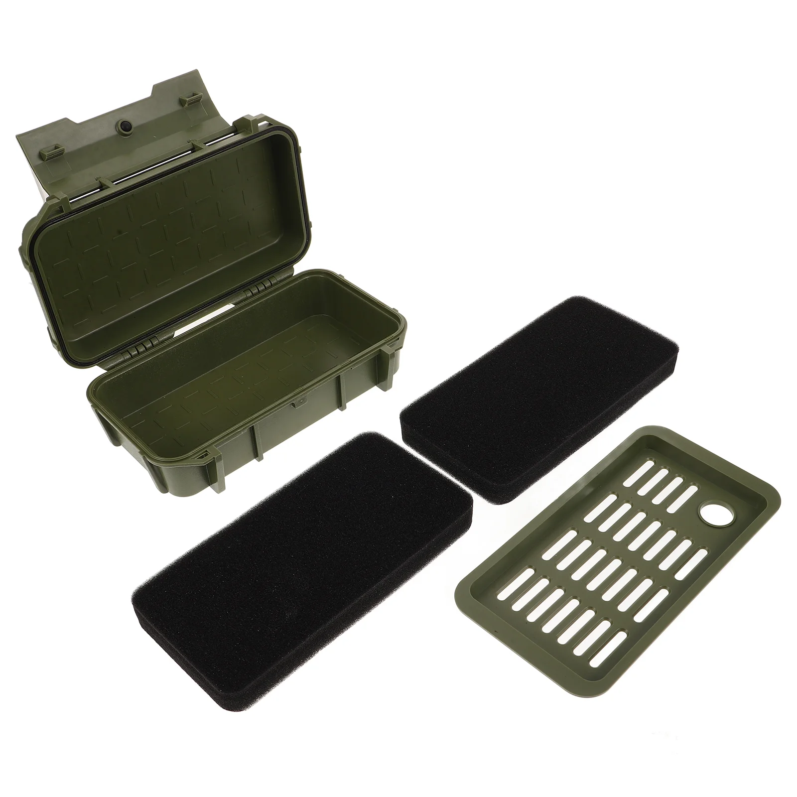 Storage Bins Pressureproof and Waterproof Box Small Container Outdoor Dry Case Shockproof Watertight Olive Green Carry