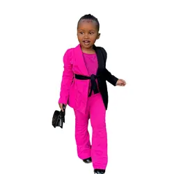 Kids Clothes Girl Children's Clothing From 2 To 8 Years Colorblock Blazer+Pants Child Girl Kids Clothes Girls Pants Set Clothes