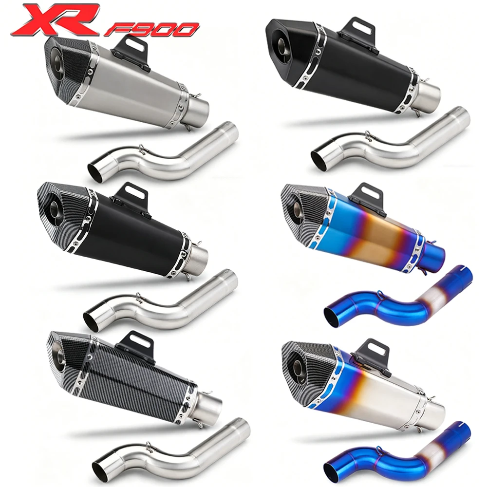 Universelles 51mm Motorrad-Auspuffsystem mit Mittelrohr zum Aufstecken für F900R F900XR F 900 R XR 2020-2025