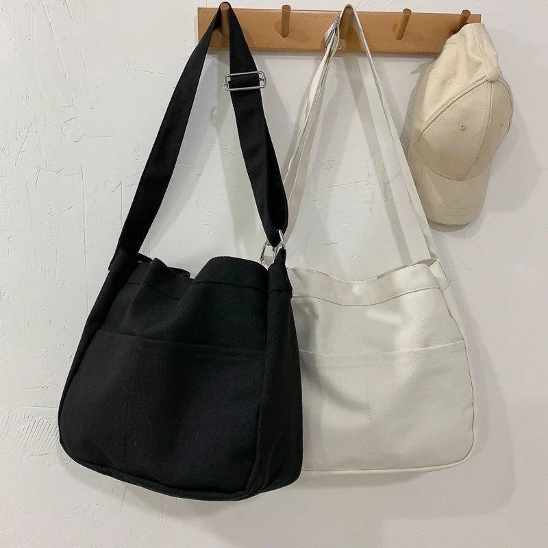 Bolsos de lona de gran capacidad para estudiantes, bolsos de hombro femeninos, bolso cruzado de tela de algodón coreano, bolso escolar para mujer, nuevo