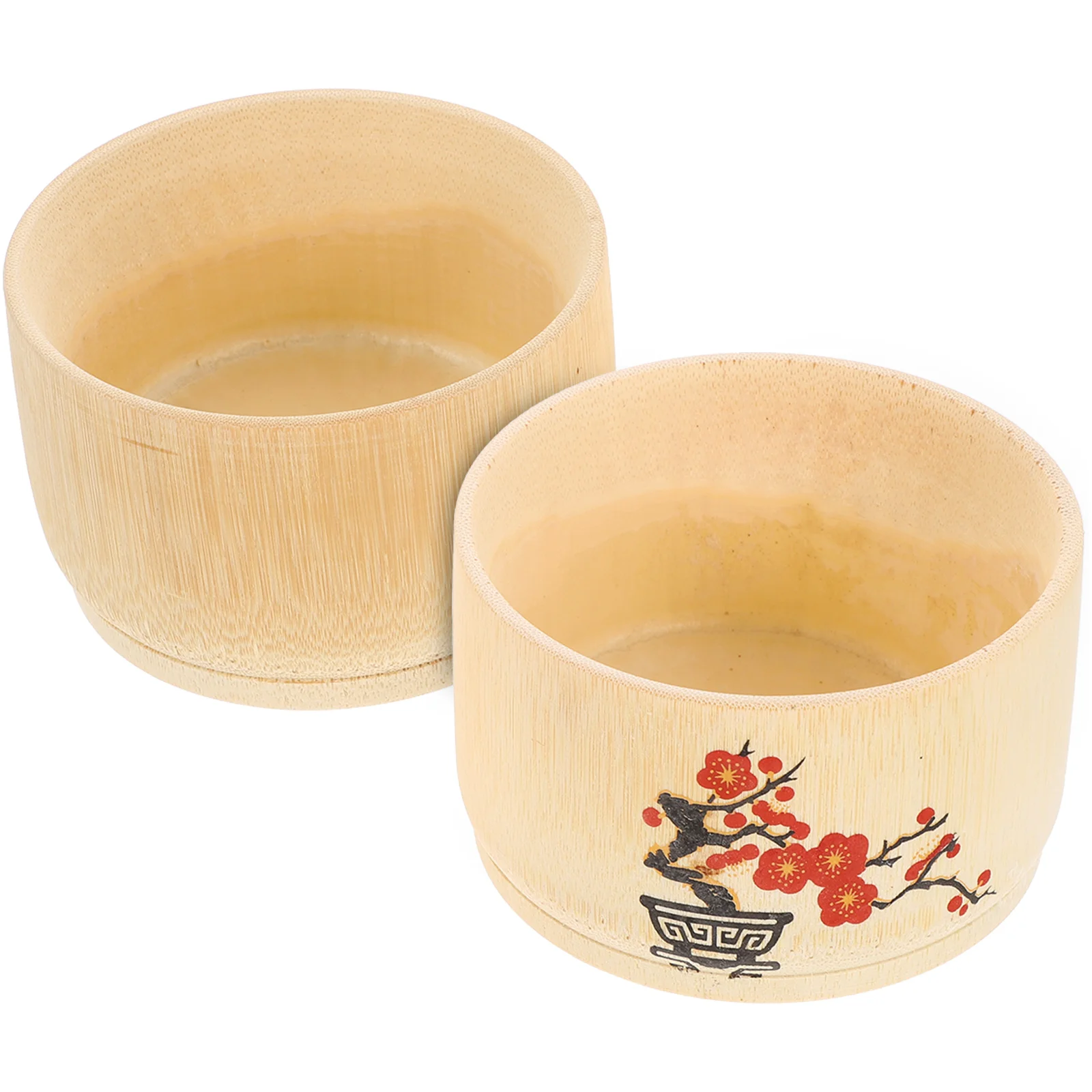 

2pcs Paintless Bamboo Bowl Durable Kids Dishes Salad Food Serving Bowls Deep Stackable Baby Feeding