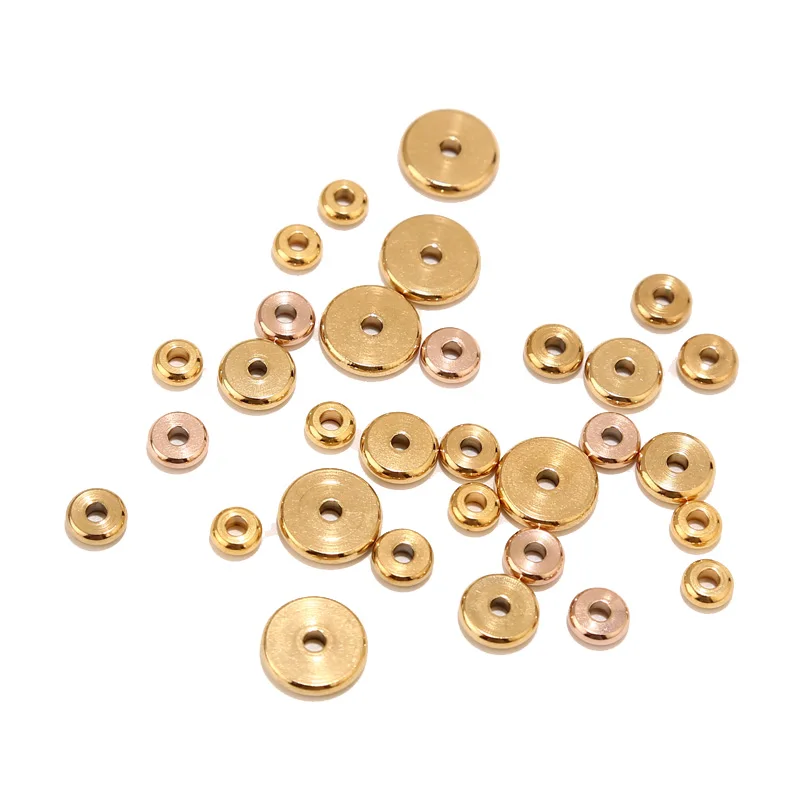 20pcs Stainless Steel Round Flat Spacer Beads 4mm 6mm 8mm 10mm Loose Beads for Jewelry Making DIY Supplies Hole 2mm