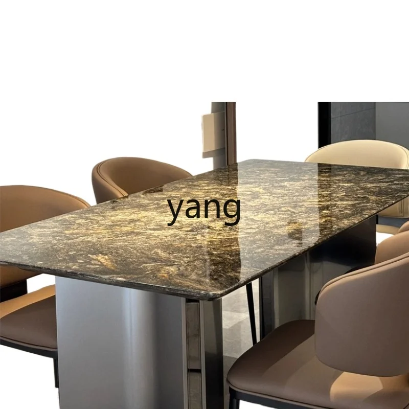 lmm natural luxury stone dining table rectangular platinum diamond high-end marble light luxury high-end sense