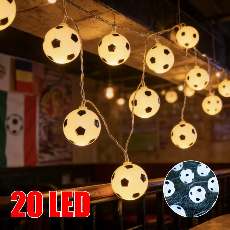 

20 LED Soccer Ball String Lights Perfect for Garden Festival Balcony Bar Ambiance Indoor Outdoor Party Decorative Lighting