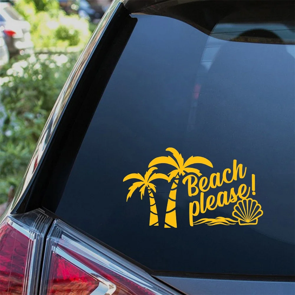 Cute Palm Tree Car Stickers Beach Please Design Die Cut Camper Vans Camping Vinyl Decals Accessories