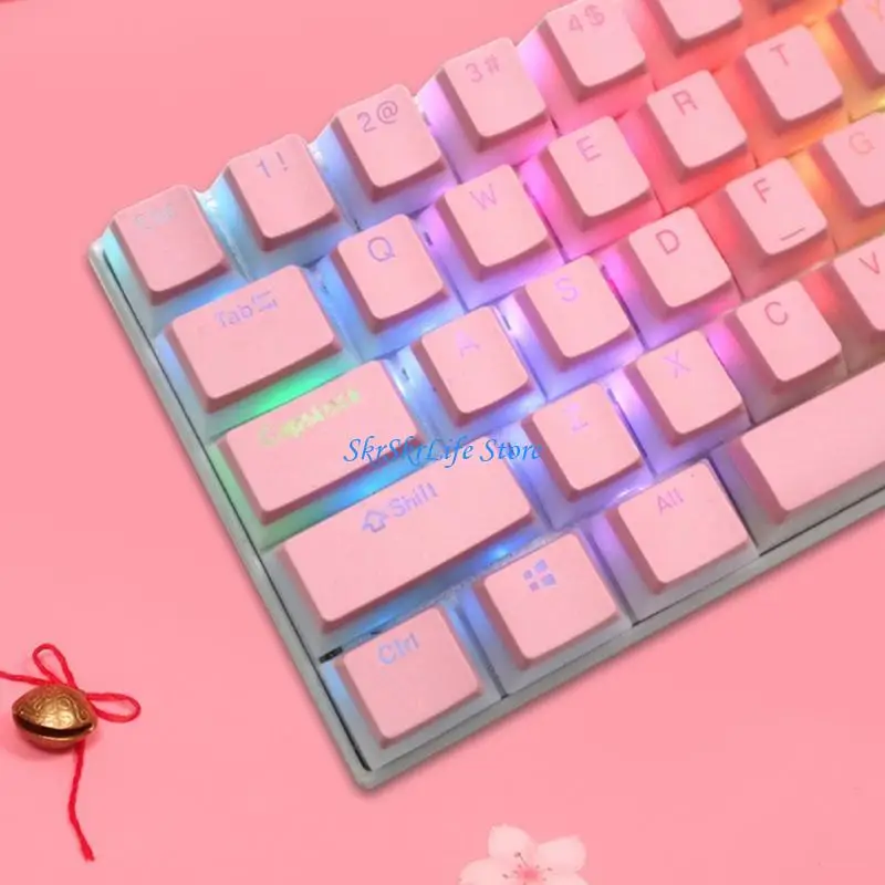 E65E 1Set Double Shot PBT KeyCap 104 Teclas Puding PERFIL TECLAS TRANSPARENTES OEM para teclado mecánico RGB