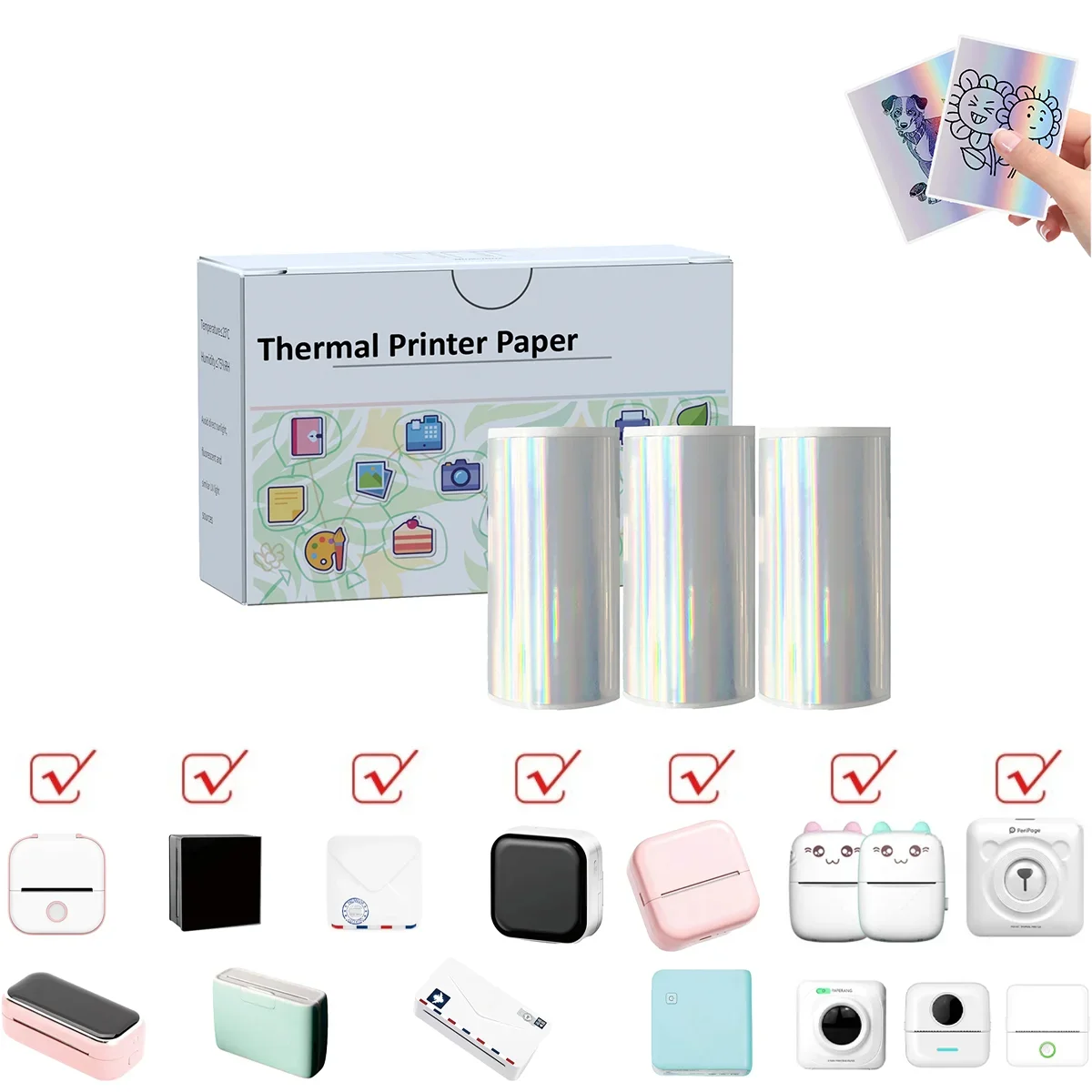 T02 ورق الطابعة ورق حراري المجسم لفات فضية اللون الأبيض هدية لتقوم بها بنفسك بطاقة لاصقة استلام فاتورة ورق ذاتي اللصق #1