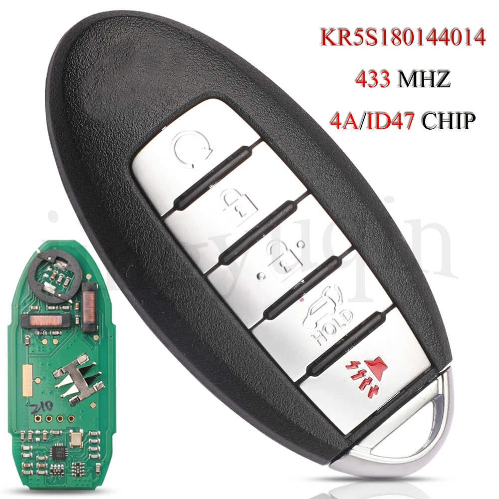 

jingyuqin 5PCS/Lot KR5S180144014 S180144320 Remote Smart Car Key For Infiniti JX35 Q60 QX60 433Mhz 4A Chip ID47 Chip 5Buttons