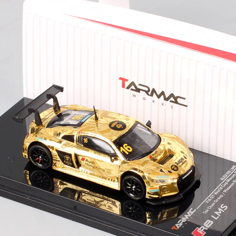 Tarmac Works TW 1/64 Scale Audi R8 LMS Car Model GT Racing Metal Diecasts Toy Vehicles Gold Acrylic Box Thumbnails Collectible