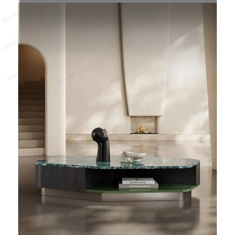 

Минималистичный журнальный столик для гостиной, современный, в стиле лёгкой роскоши, высококачественный, из мрамора.