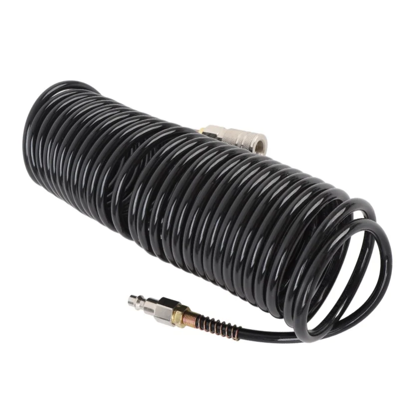 Spiral Air Hose 1/4 Inch ID 16.4ft Length PE Copper Non Tangling Anti Twisting Lightweight Compressed Air Hose US Connector