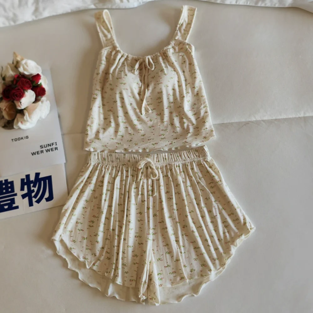 Modal Sleeveless Sleepwear Women's Shorts Pijama Pajamas Summer 2 Piece Set Of Clothes Loose Nightwear Woman Home Suit