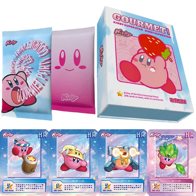 

New Kirby Cards Foodie Party Series Cute Protagonist Beautiful Paintings Metal Enamel Card Pool Party Anime Collection Card Toy