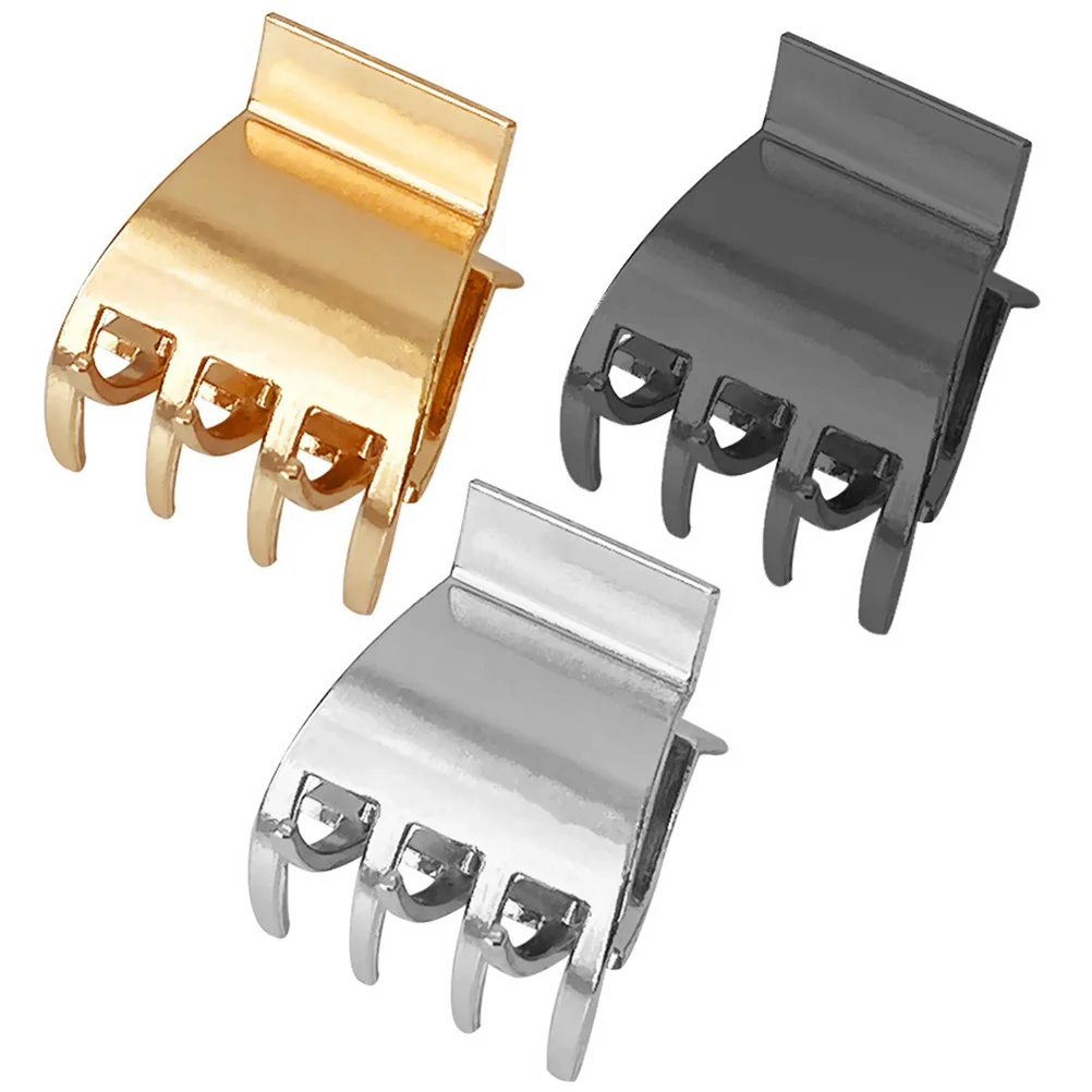 

3pcs Glossy Metal Claw Clips Small Hair Clips Fine Thin Strong Hold Black Gold Silver Daily Party Gift Women Girls Mothers
