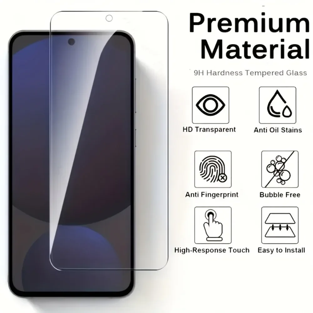 3 قطعة زجاج مقسى عالي الوضوح لهاتف سامسونج جالاكسي S25 Edge S24 S25 Ultra S23 S21 S22 Plus S24 FE واقي شاشة سهل التركيب