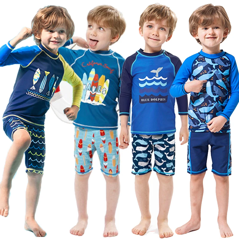 Summer 2pieces Boys Swimwear Surfing Pool Swimsuits For 1 to 10Years Swimming Suit Girl Children Board Shorts Beach Swim Suits