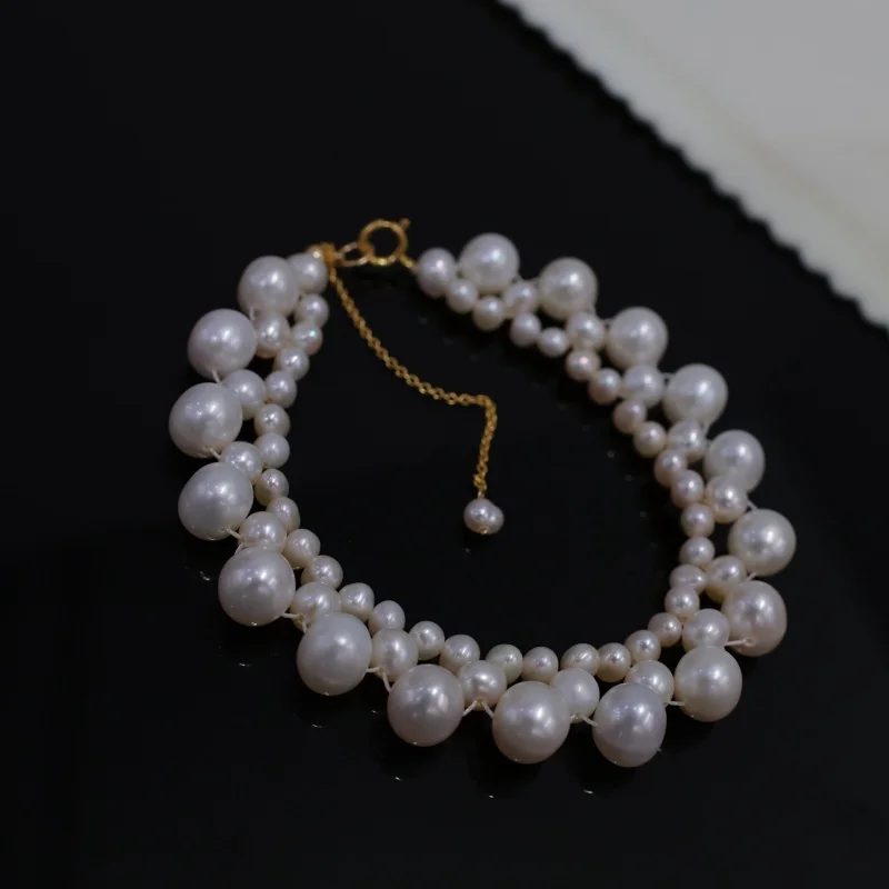 

SGARIT оригинальные ювелирные изделия, многослойный браслет из натурального пресноводного жемчуга для женщин, браслеты с подвесками из 14-каратного золота, свадебные ювелирные изделия, подарок